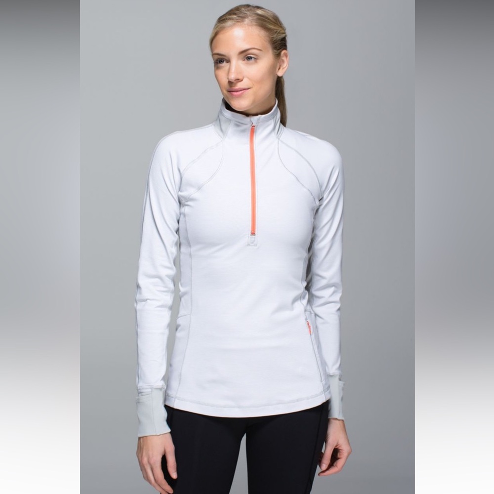 Lululemon Race With Grace 1/2 Zip II Wee Stripe White Silver Spoon
